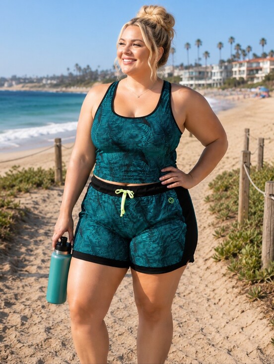 Active Zone Pants - ActiveZone Athletic Shorts – Size 1X – Teal Wave Print